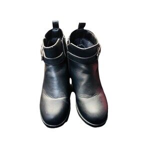 Girls Black Ankle Boots Size 1 The Children’s Place Zip Buckle Fall Winter Shoes